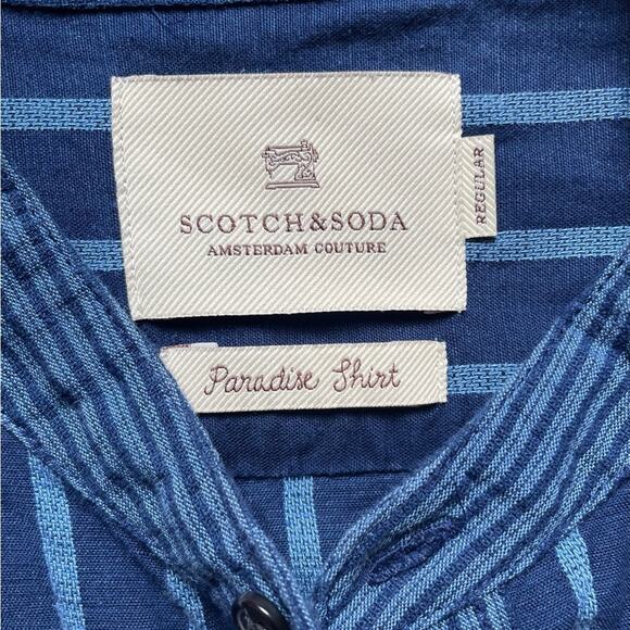 Scotch and Soda Blue Striped Long Sleeve Button Down Paradise Shirt Size Medium - Picture 7 of 9